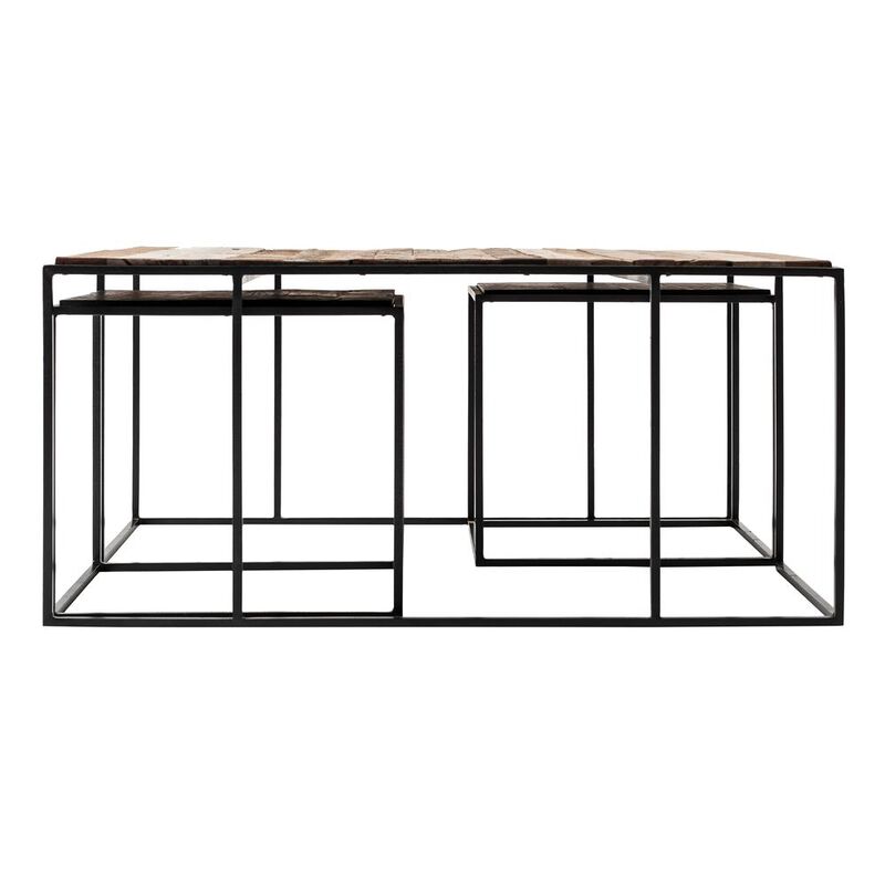 Belen Kox Rustic Boat Wood Nesting Coffee Table Set, Belen Kox
