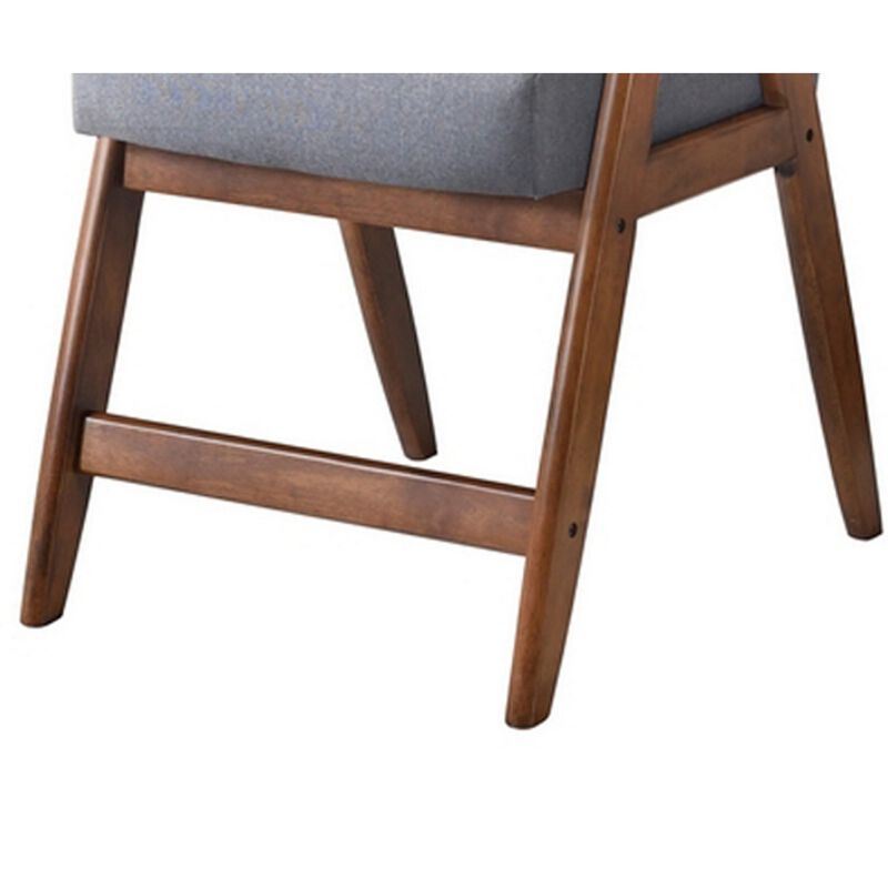 Stella 26 Inch Counter Height Chair, Light Gray Fabric, Cushions, Brown - Benzara