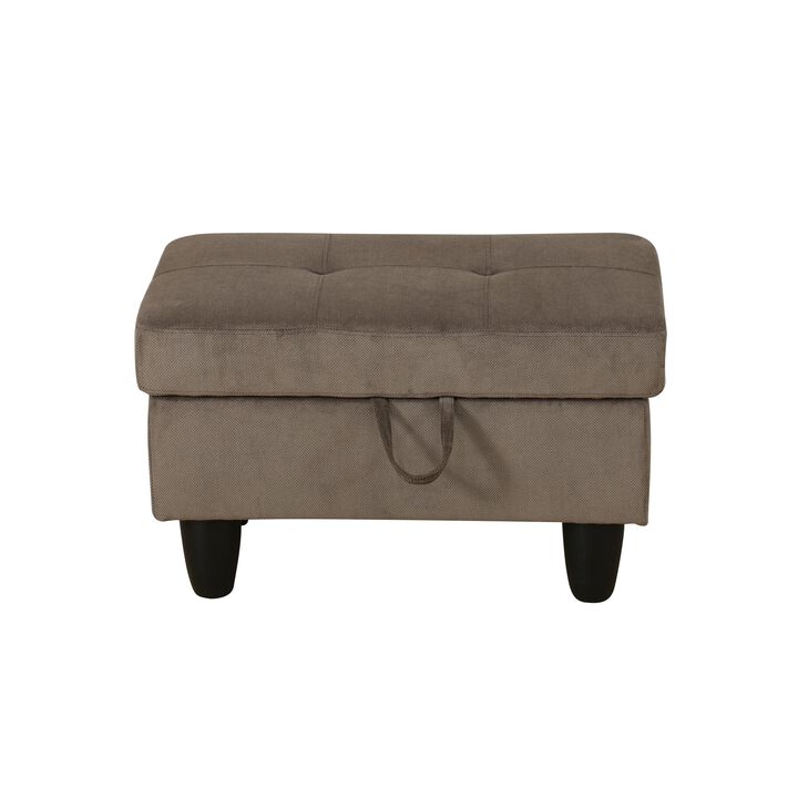 28.5 in. W Brown Velvet Rectangle Ottoman with Storage