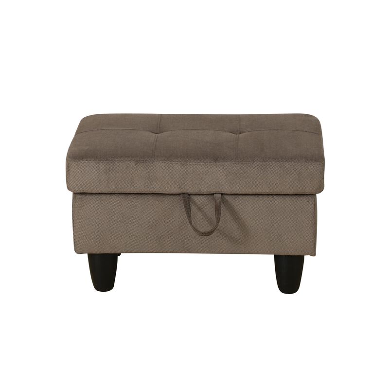 28.5 in. W Brown Velvet Rectangle Ottoman with Storage