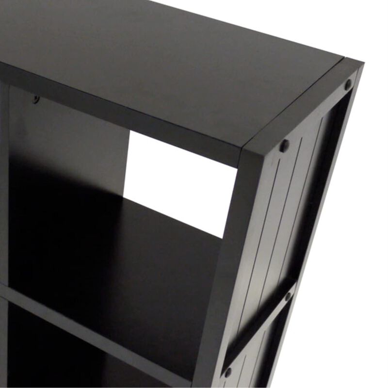 Timothy Collection 2x2 Wooden Shelving Unit - Black, 25.6"W x 11.8"D x 27"H, Storage for Pictures, Books, and More