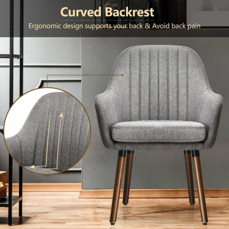 Hivvago Set of 2 Fabric Upholstered Accent Chairs with Wooden Legs
