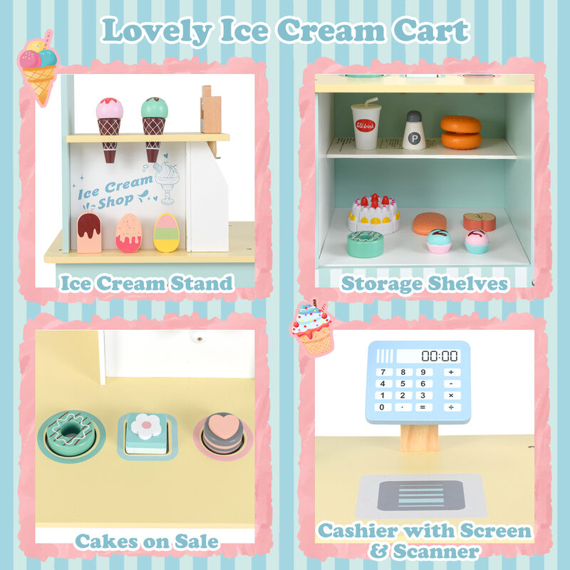 Kids Ice Cream Truck Pretend Play Set for Toddlers with Vending Machine Fun Toy Set