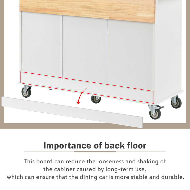 Streamdale Mobile Kitchen Island, Solid Wood Top, Locking Wheels