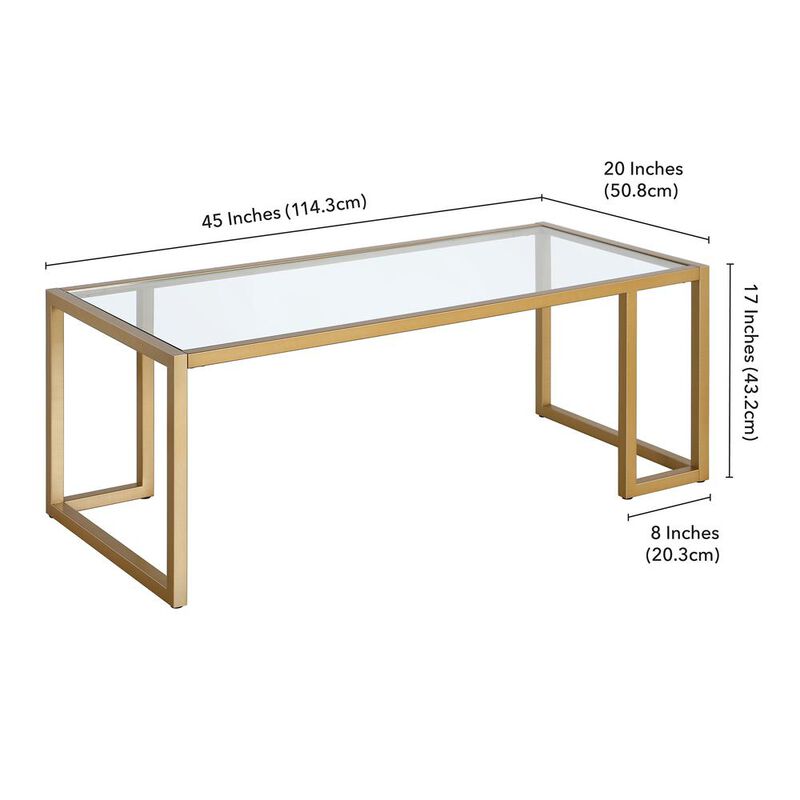 Hudson&Canal Oscar 45'' Wide Rectangular Coffee Table in Brass