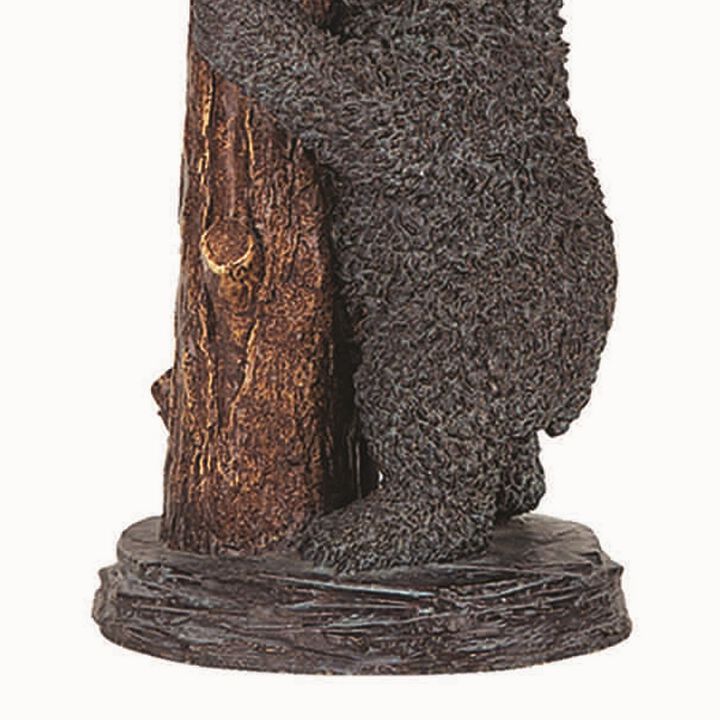 150 Watt Resin Bear Body Table Lamp with Twig Shade, Gray and Brown-Benzara