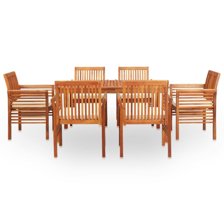 vidaXL 7 Piece Outdoor Dining Set with Cushions Solid Acacia Wood