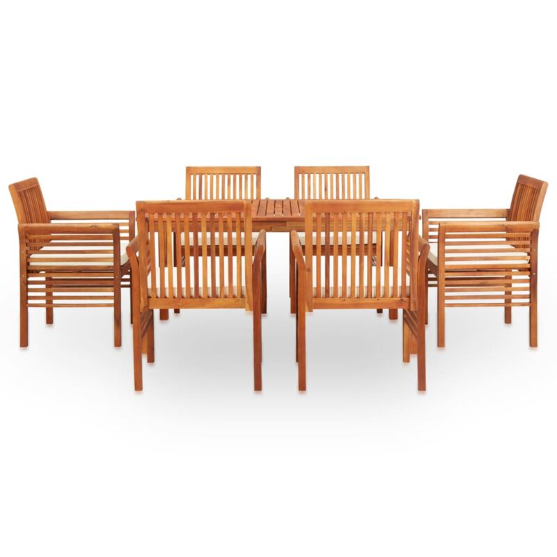 vidaXL 7 Piece Outdoor Dining Set with Cushions Solid Acacia Wood