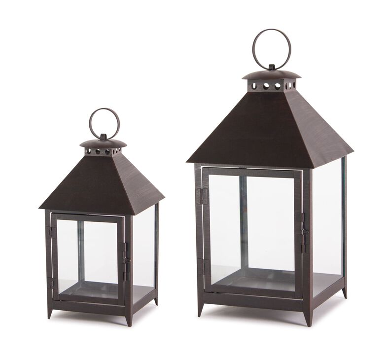 Hivvago Lantern (Set of 2) 11.75"H, 16"H Iron
