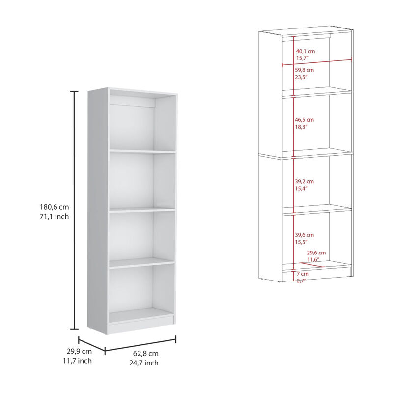 Clawson 4 Piece Living Room Set with 4 Bookcases, White