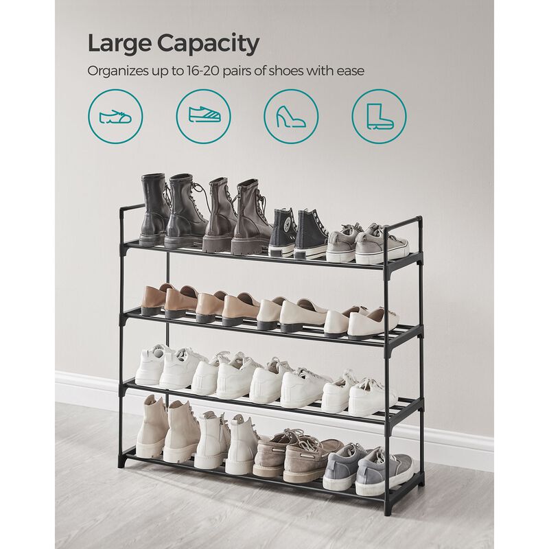 4-Tier Metal Shoe Rack - Storage Organizer Holds Up to 10 Pairs for Entryway, Living Room, Hallway