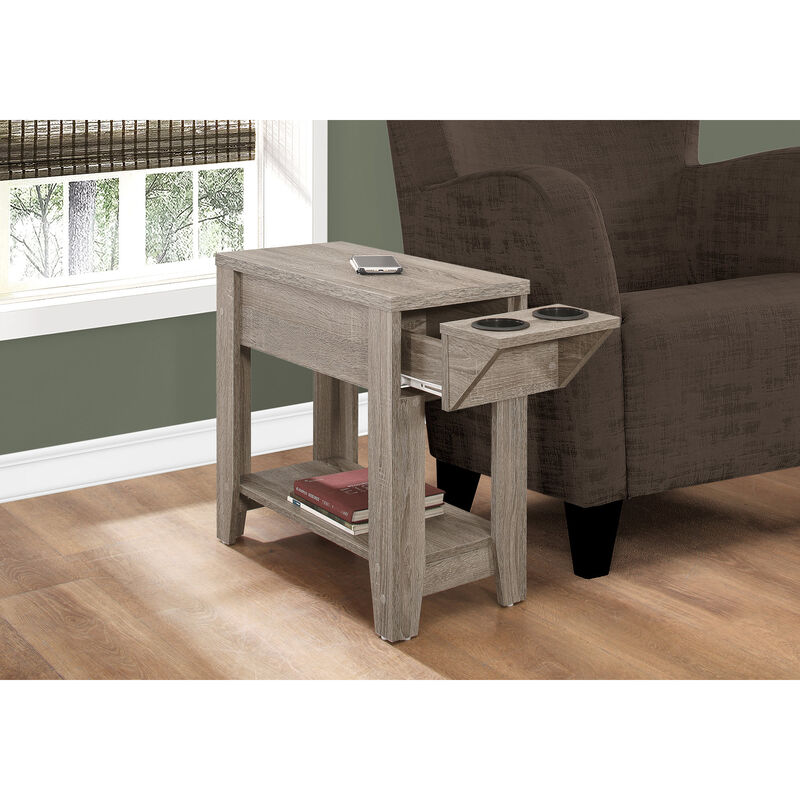 Monarch Specialties I 3198 Accent Table, Side, End, Storage, Lamp, Living Room, Bedroom, Laminate, Dark Taupe, Transitional