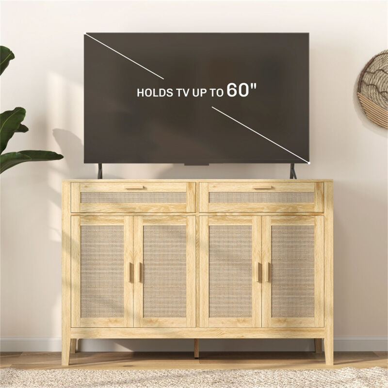 Freestanding Kitchen Storage Cabinet with Doors and Adjustable Shelves