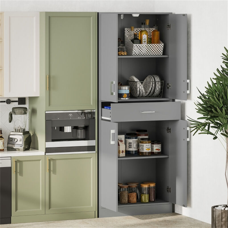 Freestanding Kitchen Cabinet, Storage Cupboard with Doors and Shelves