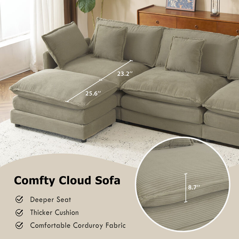 Merax Modern Corduroy Sectional Sofa for Living Room