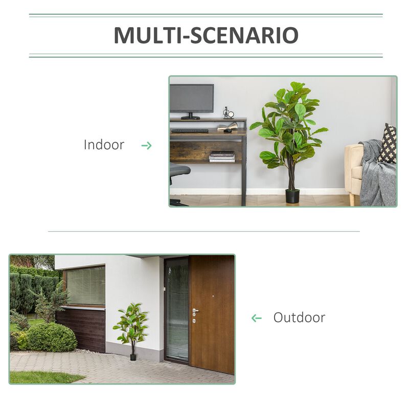 Lifelike Greenery: 4.5ft Faux Fiddle Leaf Fig Tree in Nursery Pot