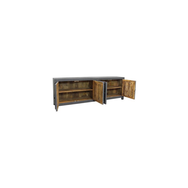 Alex Hamilton Waverly Solid Wood Media Cabinet with 4 Doors and Gray Finish