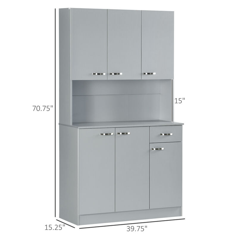 Free Standing Kitchen Cabinet Cupboard w/ Adjustable Shelving & Modern Design