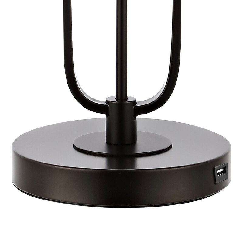 Hank 2-Light Industrial Farmhouse Iron LED Table Lamp with USB Charging Port