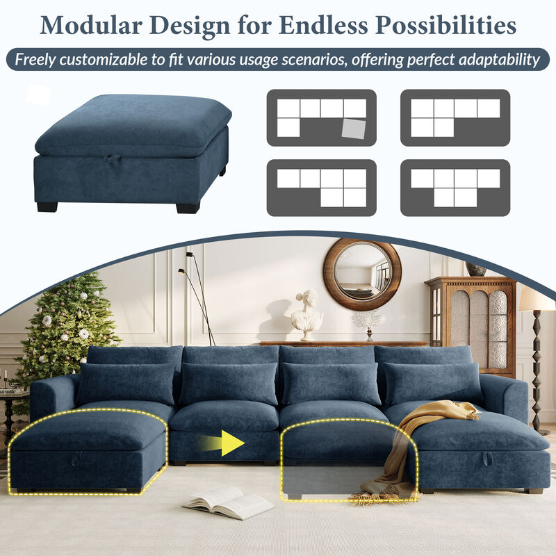 Merax Modular Corner Sofa with 2 Ottomans