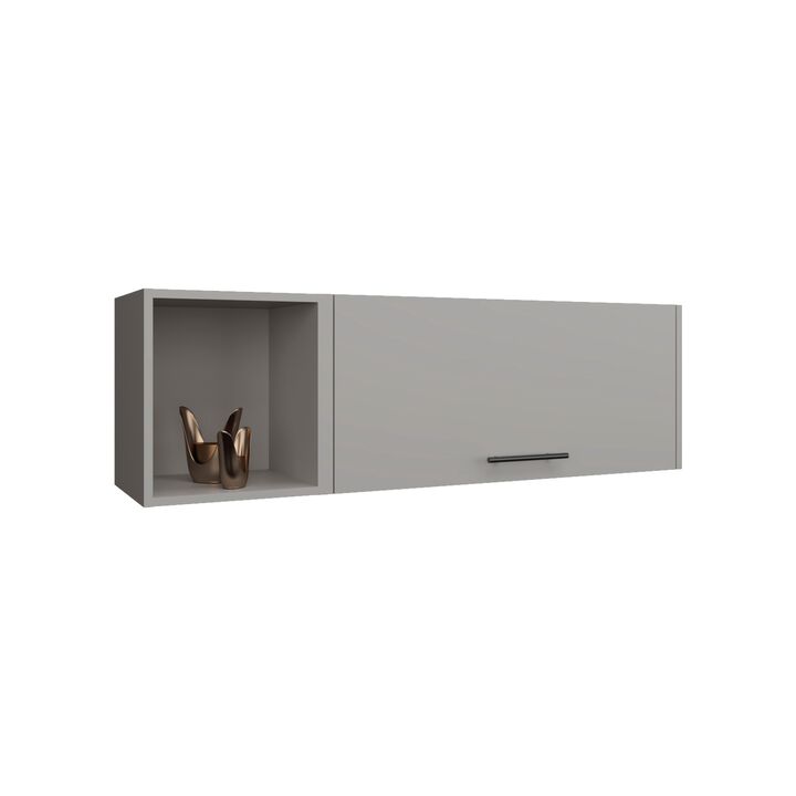 Rockwood Wall Shelf 14.9" H, with 1 Door and 3 Shelves, Smokey Gray