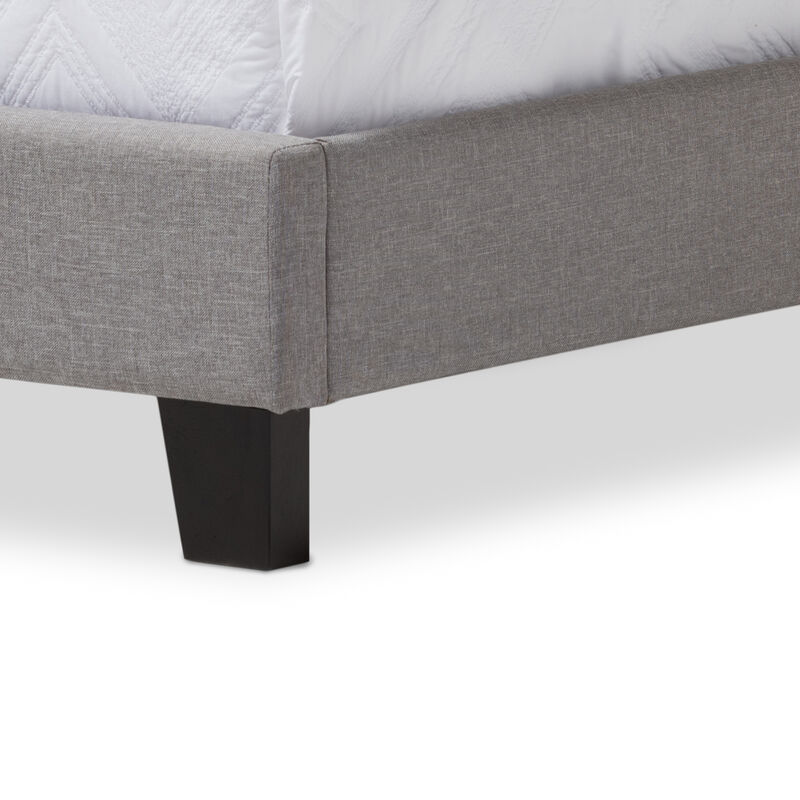 Baxton Studio Benjamin Modern Grey Fabric Upholstered Twin Size Arched Bed with Nail Heads