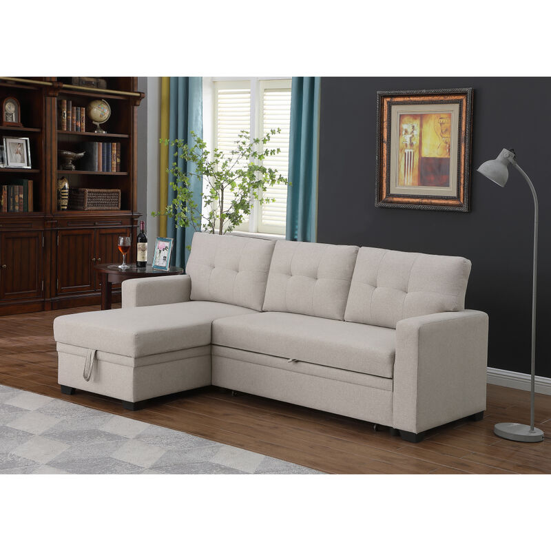 Upholstered Pull Out Sectional Sofa With Chaise