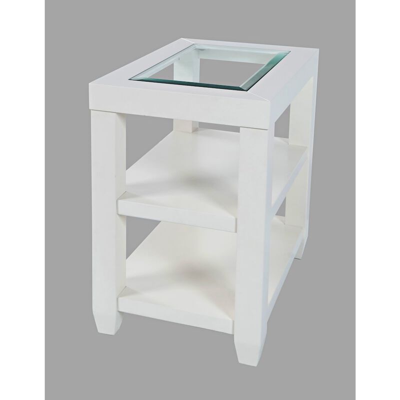 Jofran Urban Icon Contemporary Glass Inlay Chair Side End Table with Storage