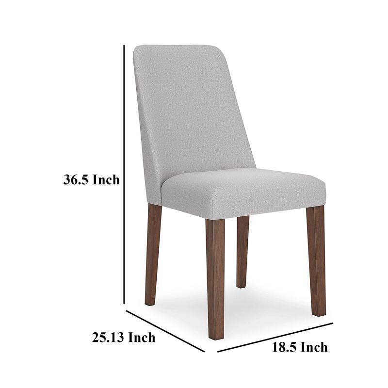 Jeyn Dining Side Chair Set of 2, Solid Hardwood, Light Gray Polyester - Benzara