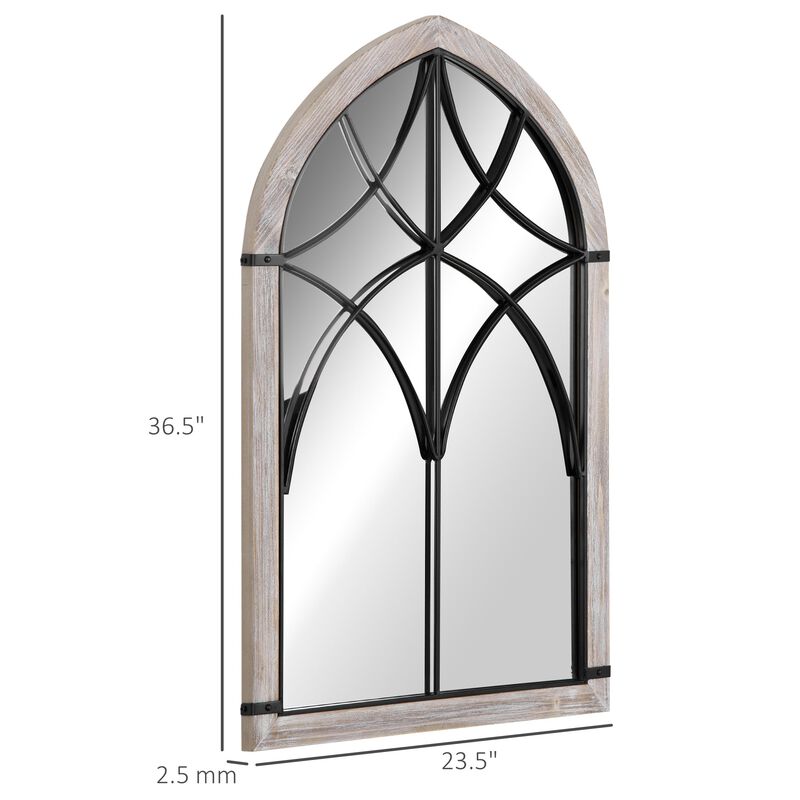 Rustic Wall Accent: Farmhouse Arch Window Mirror 36.5x23.5 Inch