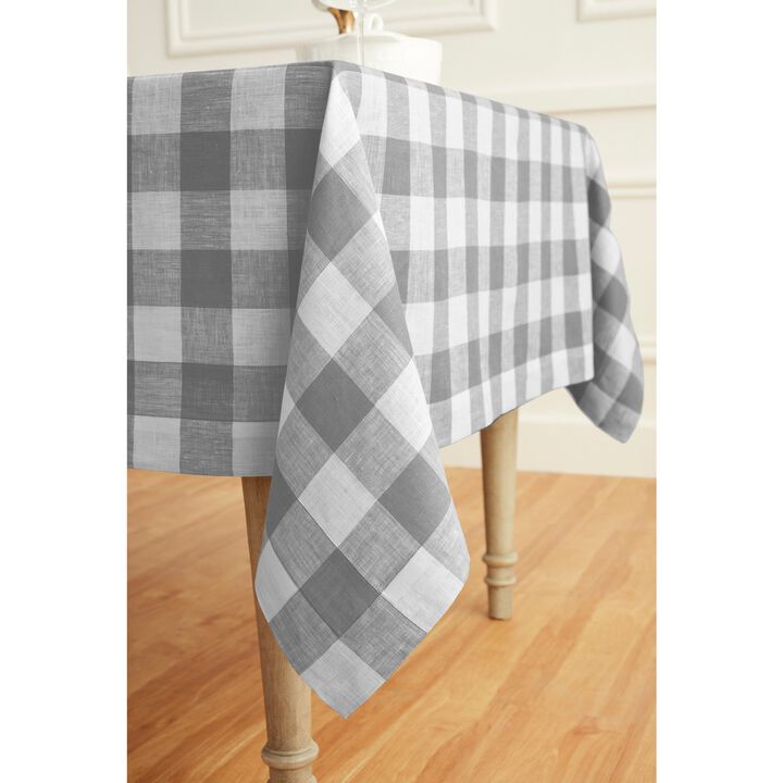 Solino Home 100% Pure Linen Tablecloth | Buffalo Check Dining Table Cloth