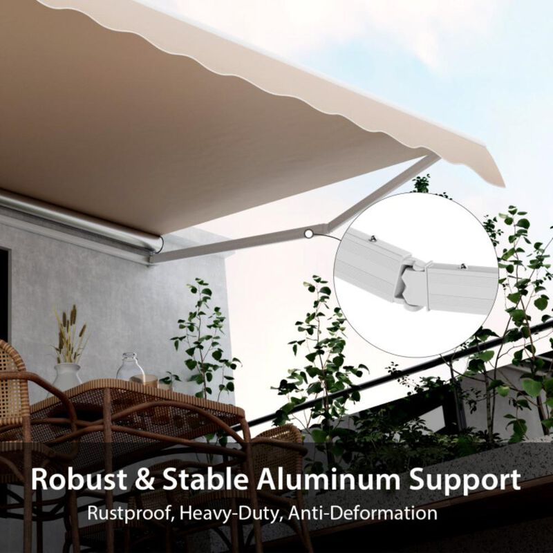 Hivvago Outdoor Manual Retractable Awning Cover Shelter Patio Sun Shade