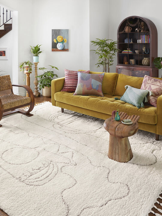 Ronnie RON04 Ivory/Natural 18" x 18" Sample Rug