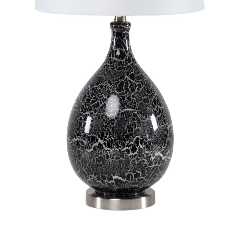 Lux Lighting Quinn 28 Grey-Silver Glass Table Lamp, (Set of 2)