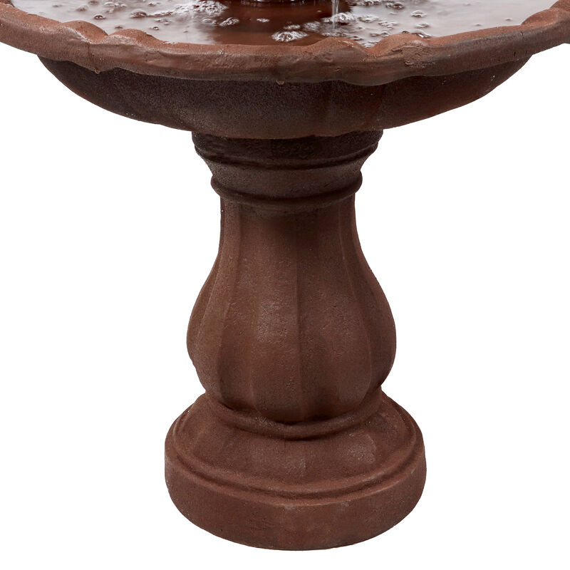 Sunnydaze Resin Outdoor 2-Tier Solar Water Fountain with Battery