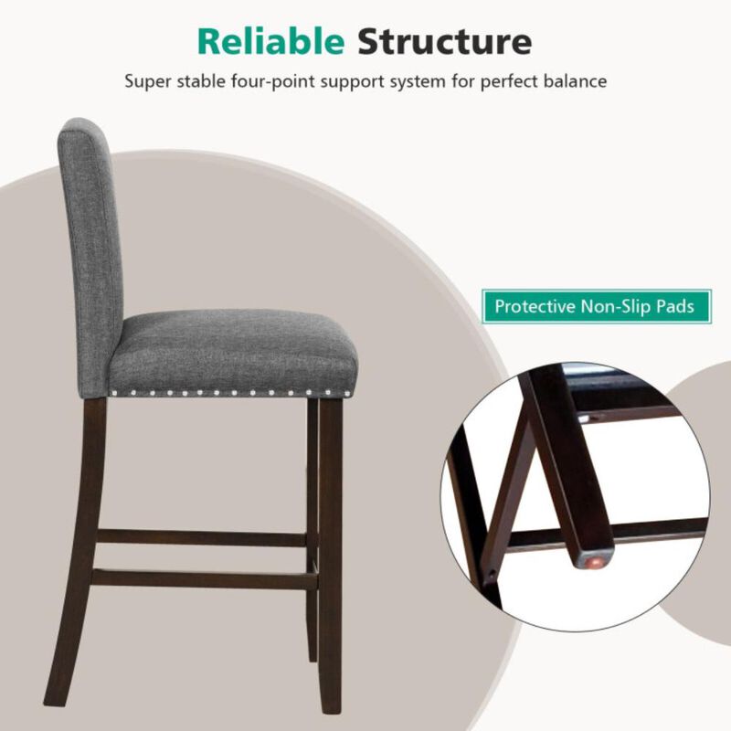 Hivvago Set of 2 PVC Leather Bar Stools with Back for Kitchen Island