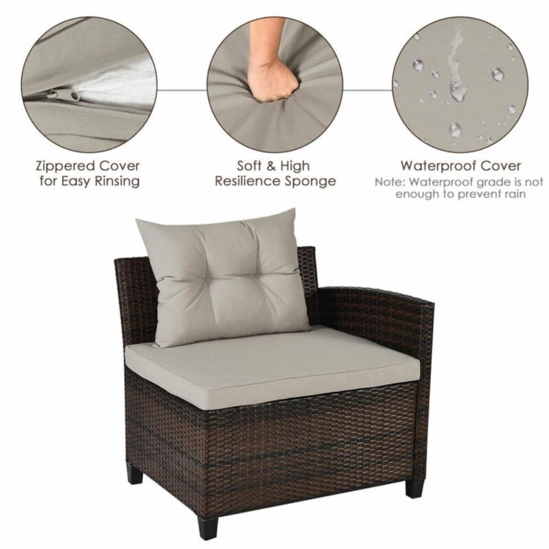 Hivvago 4 Pieces Outdoor Cushioned Rattan Furniture Set