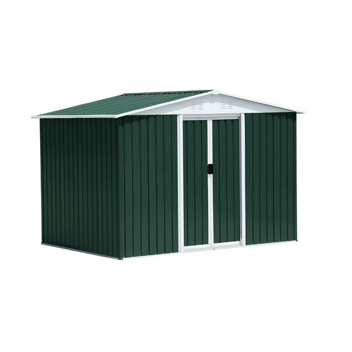 MONDAWE Outdoor Storage Garden Bike Shed 8x6 Feet Apex Roof With Aluminum Alloy Frame and Sliding Door