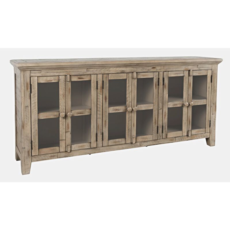 Jofran Rustic Shores 70 Coastal Distressed Acacia Six-Door Sideboard Cabinet