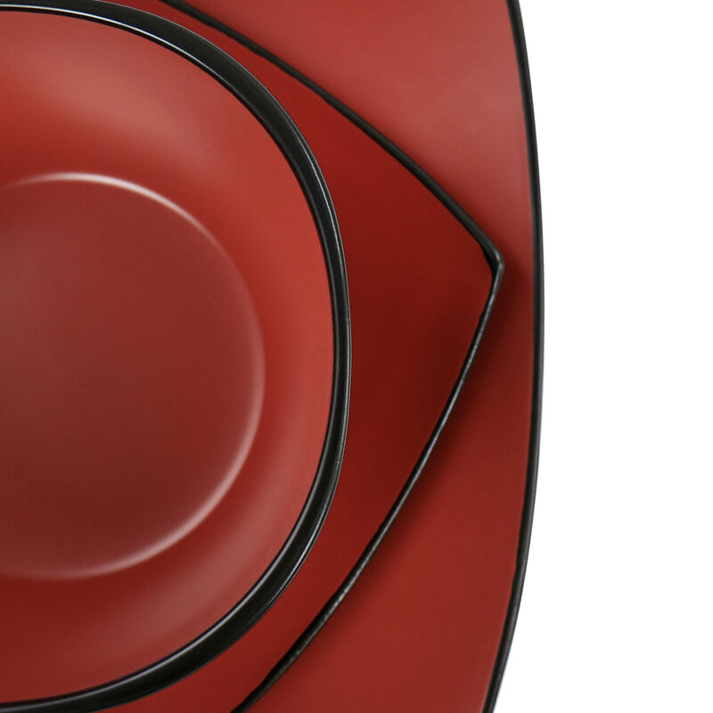Gibson Elite Soho Lounge 16 Piece Matte Glazed Stoneware Dinnerware Set in Red
