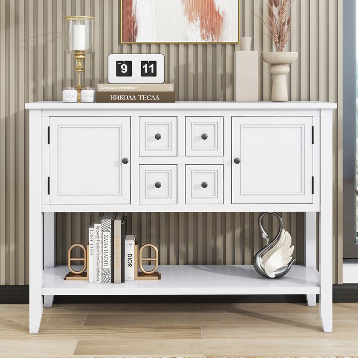 46" Console Table Buffet Sideboard Storage Drawers Cabinets Sofa Tables, White