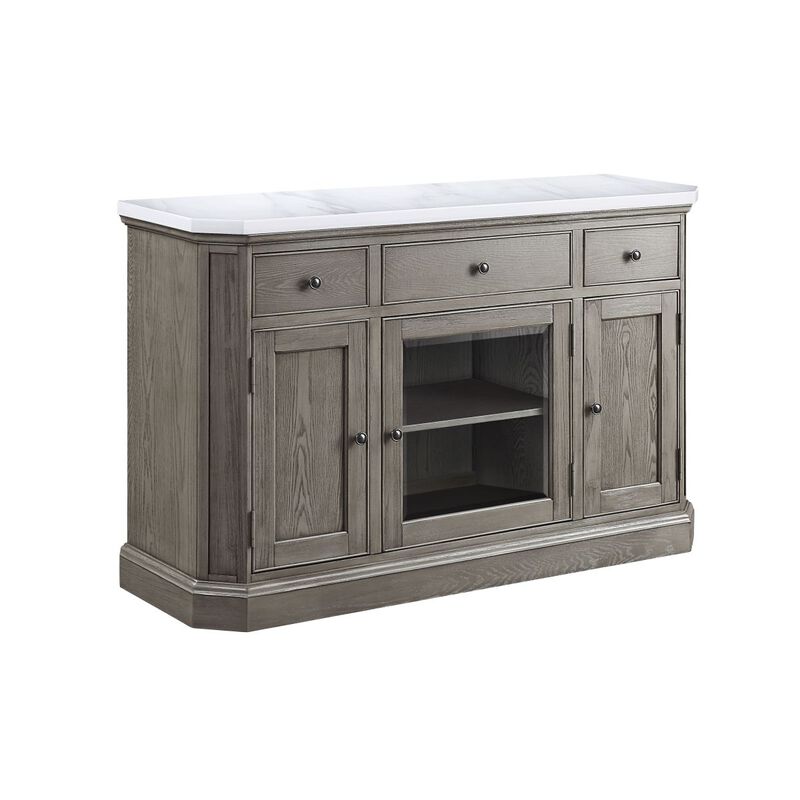 Zumala Server, Marble & Weathered Oak Finish