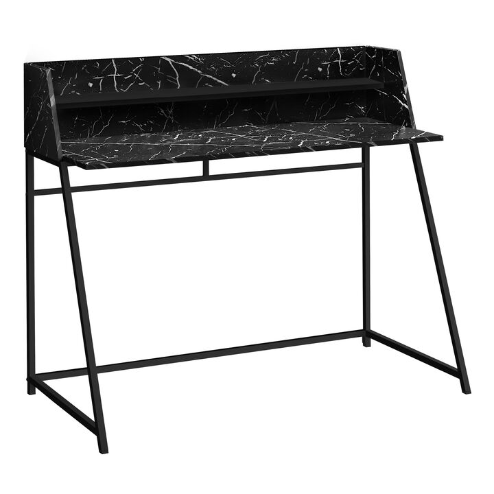 Monarch Specialties I 7544 Computer Desk, Home Office, Laptop, Storage Shelves, 48"L, Work, Metal, Laminate, Black Marble Look, Contemporary, Modern