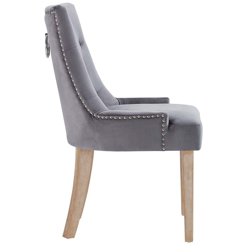 Modway EEI-2577Pose Tufted Performance Velvet Upholstered Dining Chair with Nailhead Trim in Gray