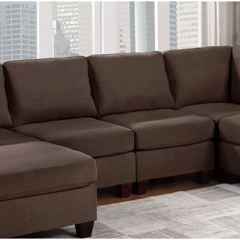 Living Room Furniture Armless Chair Coffee Linen Like Fabric 1 Piece Cushion Armless Chair