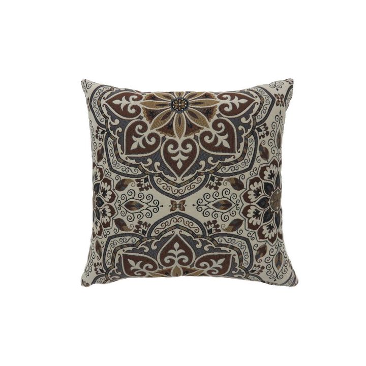 Contemporary Style Medallion Patterned Set of 2 Throw Pillow, Multicolor-Benzara