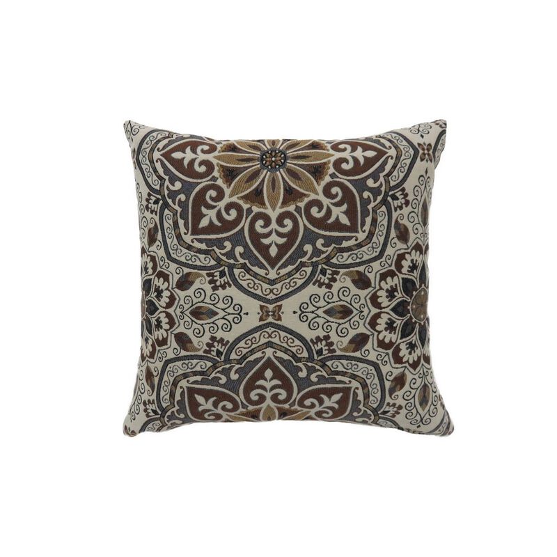 Contemporary Style Medallion Patterned Set of 2 Throw Pillow, Multicolor-Benzara