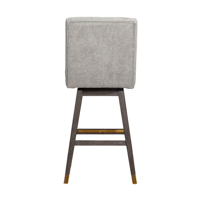 Stancoste Swivel Stool in Grey Oak Wood Finish with Mocha Fabric