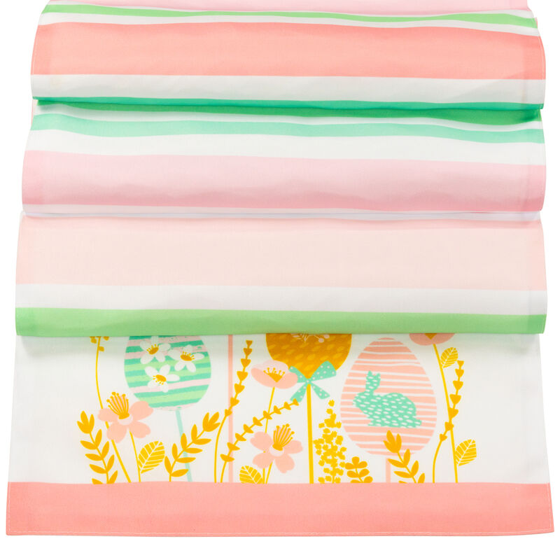 72" Pastel "Happy Easter" Striped Table Runner
