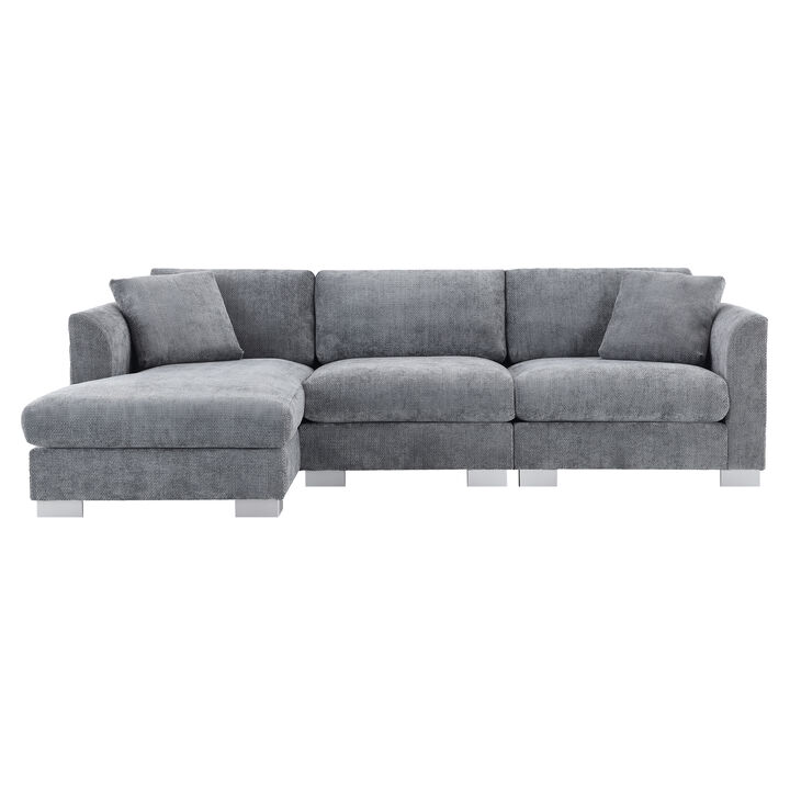 Merax Modern Cloud L-shaped Sectional Sofa with Pillows